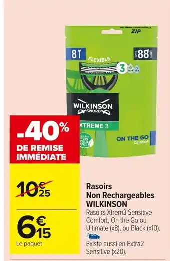 Carrefour Market Wilkinson rasoirs non rechargeables offre