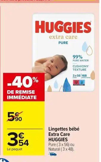 Carrefour Market Huggies lingettes bébé extra care offre