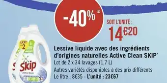 Casino Supermarchés Lessive Liquide Avec Des Ingrédients offre