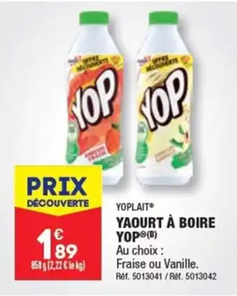 ALDI YAOURT À BOIRE YOP (B) offre