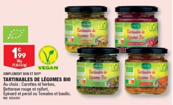 ALDI TARTINABLES DE LÉGUMES BIO offre