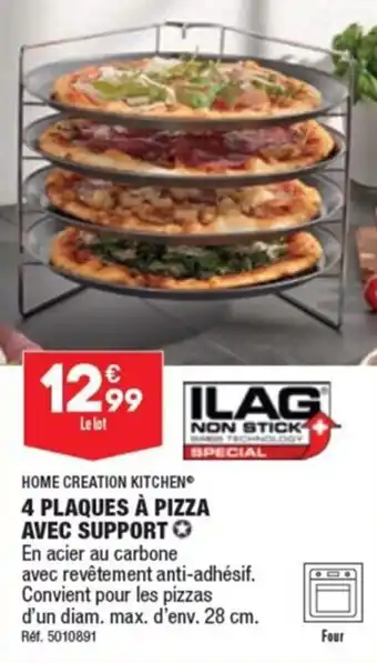 ALDI 4 PLAQUES À PIZZA AVEC SUPPORT offre