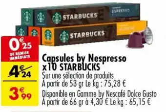 Carrefour Market Capsules by Nespresso x10 STARBUCKS offre