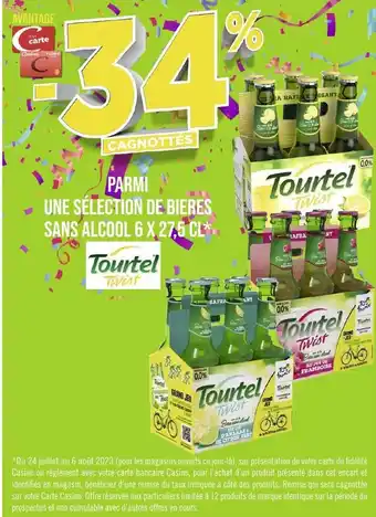 Géant Casino PARMI UNE SÉLECTION DE BIERES SANS ALCOOL 6 X 27,5 CL*. . offre