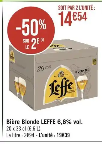 Bière Blonde LEFFE 6,6% vol. 20 x 33 cl (6,6 L)