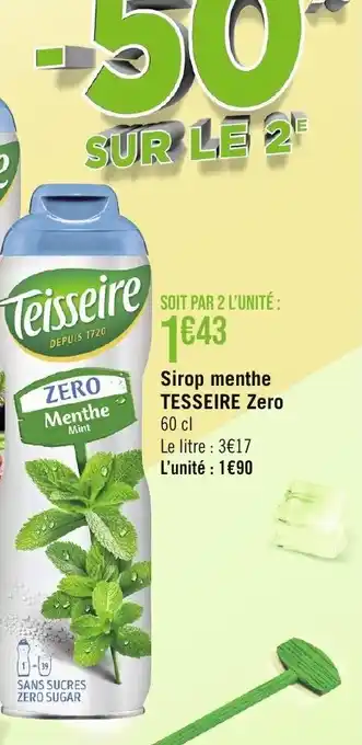Géant Casino Sirop menthe TESSEIRE Zero 60 cl offre