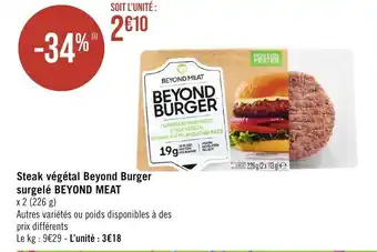 Géant Casino Steak végétal Beyond Burger surgelé BEYOND MEAT offre