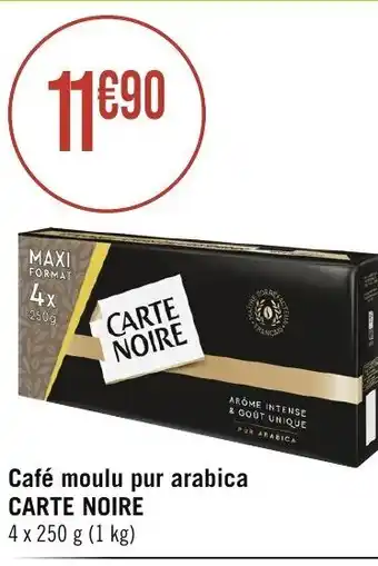 Géant Casino Café moulu pur arabica CARTE NOIRE 4 x 250 g (1 kg) offre