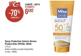 Géant Casino Spray Protection Solaire Dermo-Protect Kids SPF50+ MIXA offre