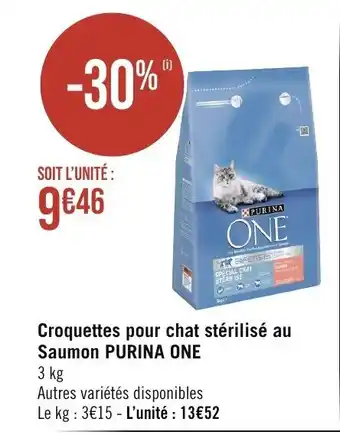Géant Casino Croquettes pour chat stérilisé au Saumon PURINA ONE offre