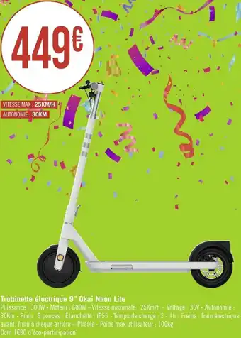 Géant Casino Trottinette électrique 9" Okai Neon Lite offre