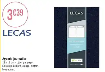 Géant Casino Agenda journalier 12 x 18 cm -1 jour par page Existe en 4 coloris : rouge, marron, bleu et noir. offre