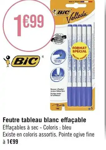 Feutre tableau blanc effaçable Effaçables à sec - Coloris : bleu