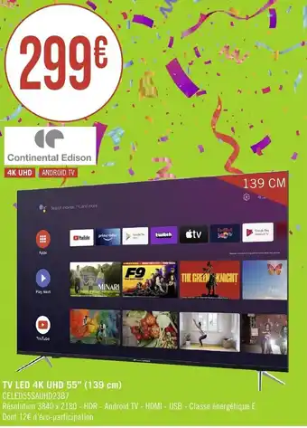 Géant Casino TV LED 4K UHD 55" (139 cm) offre