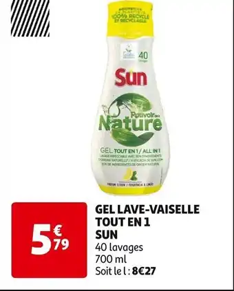 Auchan GEL LAVE-VAISELLE TOUT EN 1 SUN offre