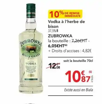 METRO Vodka à l'herbe de bison 37,5%8 ZUBROWKA offre