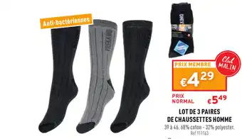 Trafic Lot de 3 paires De Chaussettes homme offre