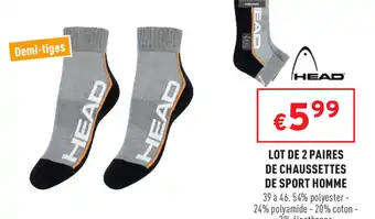 Trafic Lot de 2 Paires de Chaussettes de sport homme offre