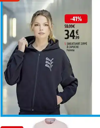 Intersport 1. SWEATSHIRT ZIPPÉ À CAPUCHE Femme offre