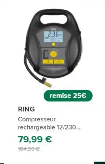 Feu Vert RING Compresseur rechargeable 12/230... offre