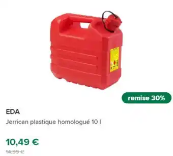 Feu Vert EDA Jerrican plastique homologué 10 1 offre