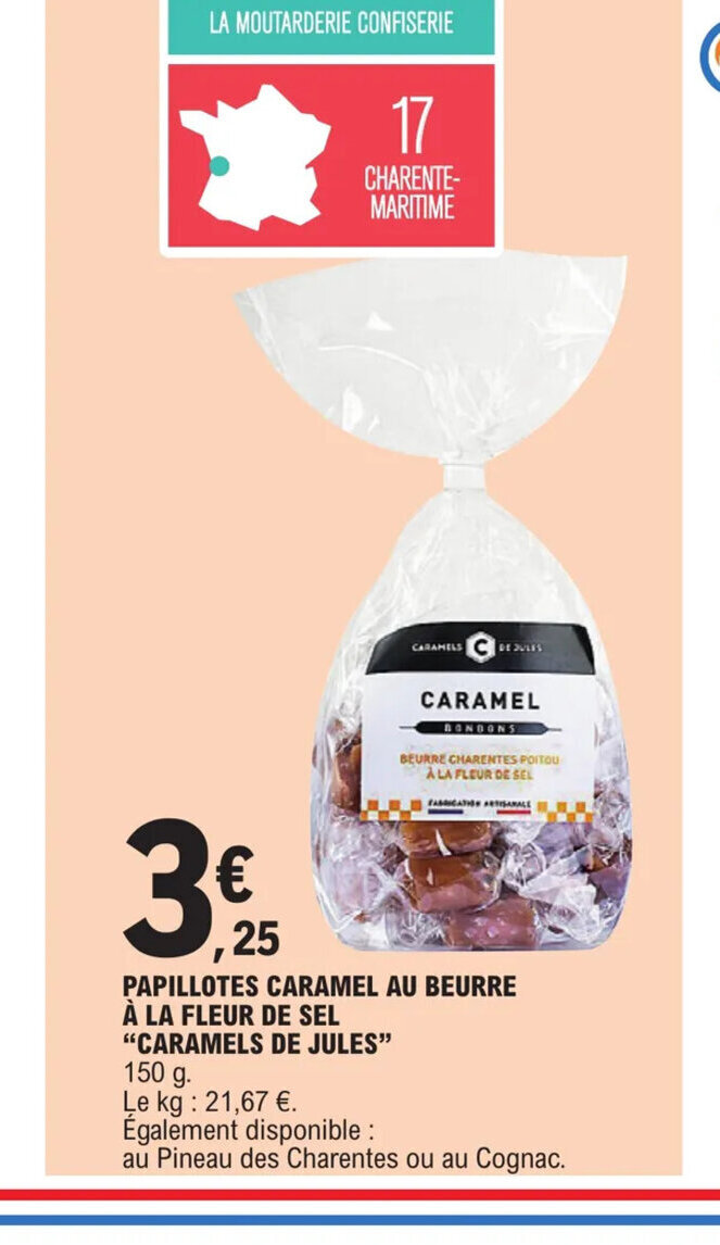 Promo PAPILLOTES CARAMEL AU BEURRE À LA FLEUR DE SEL "CARAMELS DE JULES
