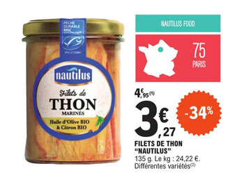 E.Leclerc FILETS DE THON "NAUTILUS" offre