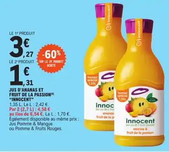 E.Leclerc JUS D'ANANAS ET FRUIT DE LA PASSION (⁹) "INNOCENT" offre