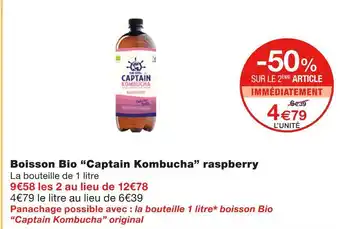 Monoprix Captain kombucha boisson bio raspberry offre