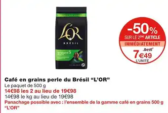 Monoprix L’or café en grains perle du brésil offre