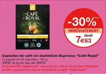 Monoprix Café royal capsules de café en aluminium espresso offre
