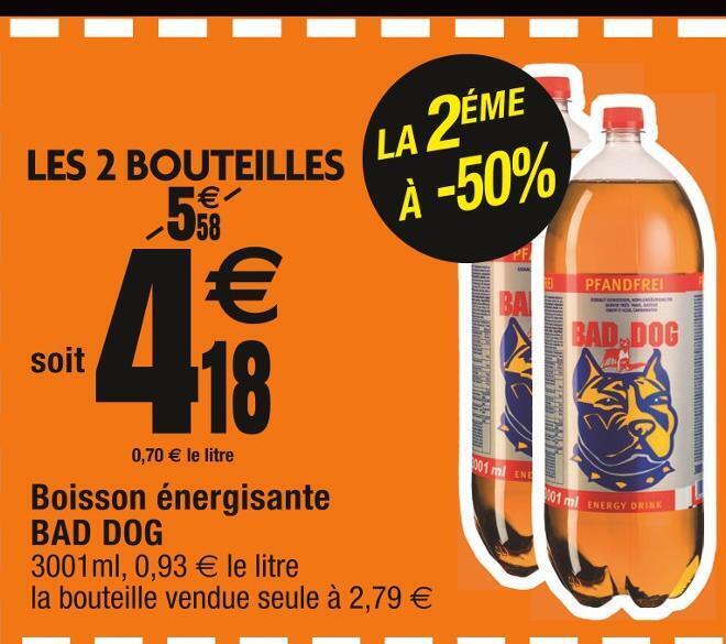 Promo Bad dog boisson énergisante chez Cora