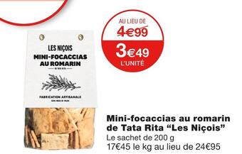 Monoprix Les niçois mini-focaccias au romarin de tata rita offre