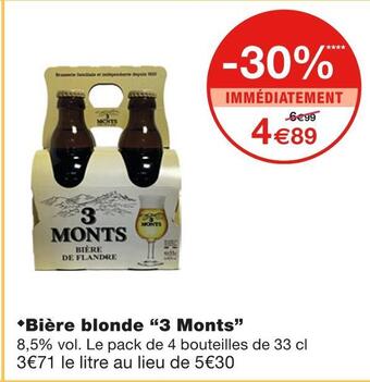 Monoprix 3 monts bière blonde offre