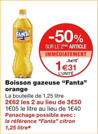 Monoprix Fanta boisson gazeuse orange offre