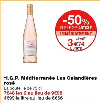 Monoprix I.g.p. méditerranée les calandières rosé offre