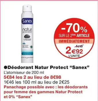 Monoprix Sanex déodorant natur protect offre