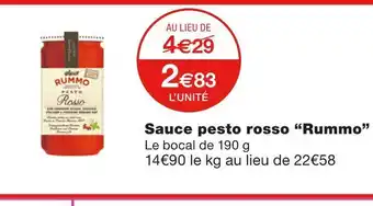 Monoprix Rummo sauce pesto rosso offre