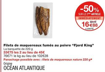 Monoprix Fjord king filets de maquereaux fumés au poivre offre