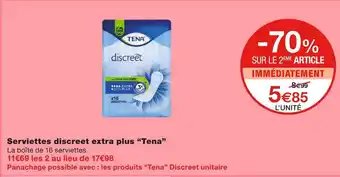 Monoprix Tena serviettes discreet extra plus offre