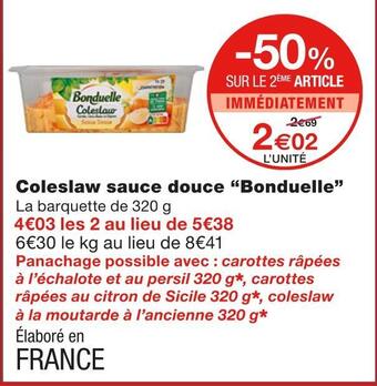 Monoprix Bonduelle coleslaw sauce douce offre