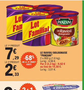E.Leclerc LE RAVIOLI BOLOGNAISE "PANZANI" offre