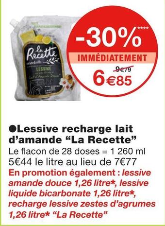 Monoprix La recette lessive recharge lait d’amande offre