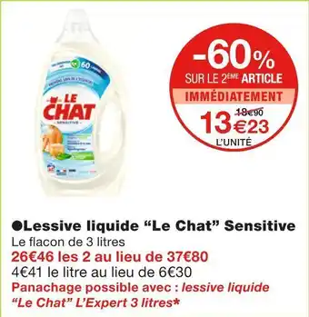 Monoprix Le chat lessive liquide sensitive offre