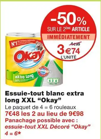 Monoprix Okay essuie-tout blanc extra long xxl offre