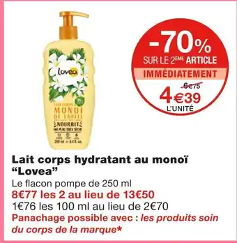 Monoprix Lovea lait corps hydratant au monoï offre