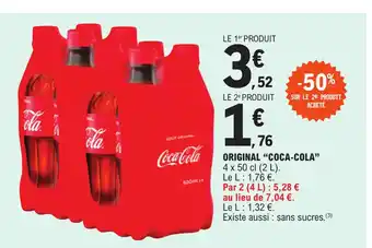 E.Leclerc ORIGINAL "COCA-COLA" 4 x 50 cl (2 L). offre