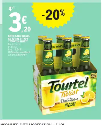 E.Leclerc BIÈRE SANS ALCOOL AU JUS DE CITRON "TOURTEL TWIST" 6 x 27,50 cl offre