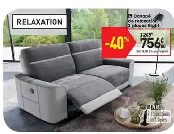 Conforama Canapé de relaxation 3 places Night offre