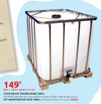 Rural Master Cuve neuve translucide 1000l offre
